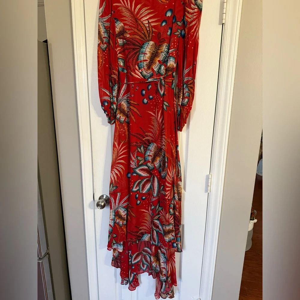 Farm Rio Elegant Red Floral Maxi Dress size small - Picture 6 of 8